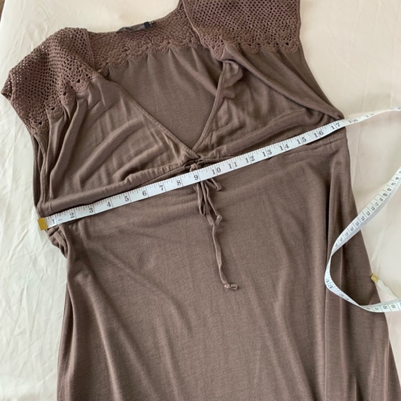 90s BCBGMaxAzria empire waist maxi dress crochet shoulders silk blend size small - Picture 8 of 11